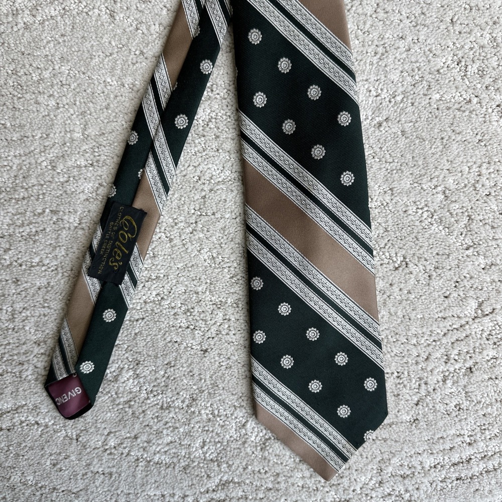 Men's Givenchy Gentlemen Paris Green Patterned Striped Neck Tie